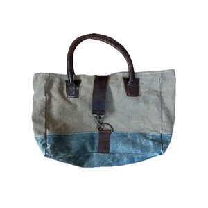 Mona B Canvas Leather Strap Messenger Tote Bag Unisex Academia Office Travel